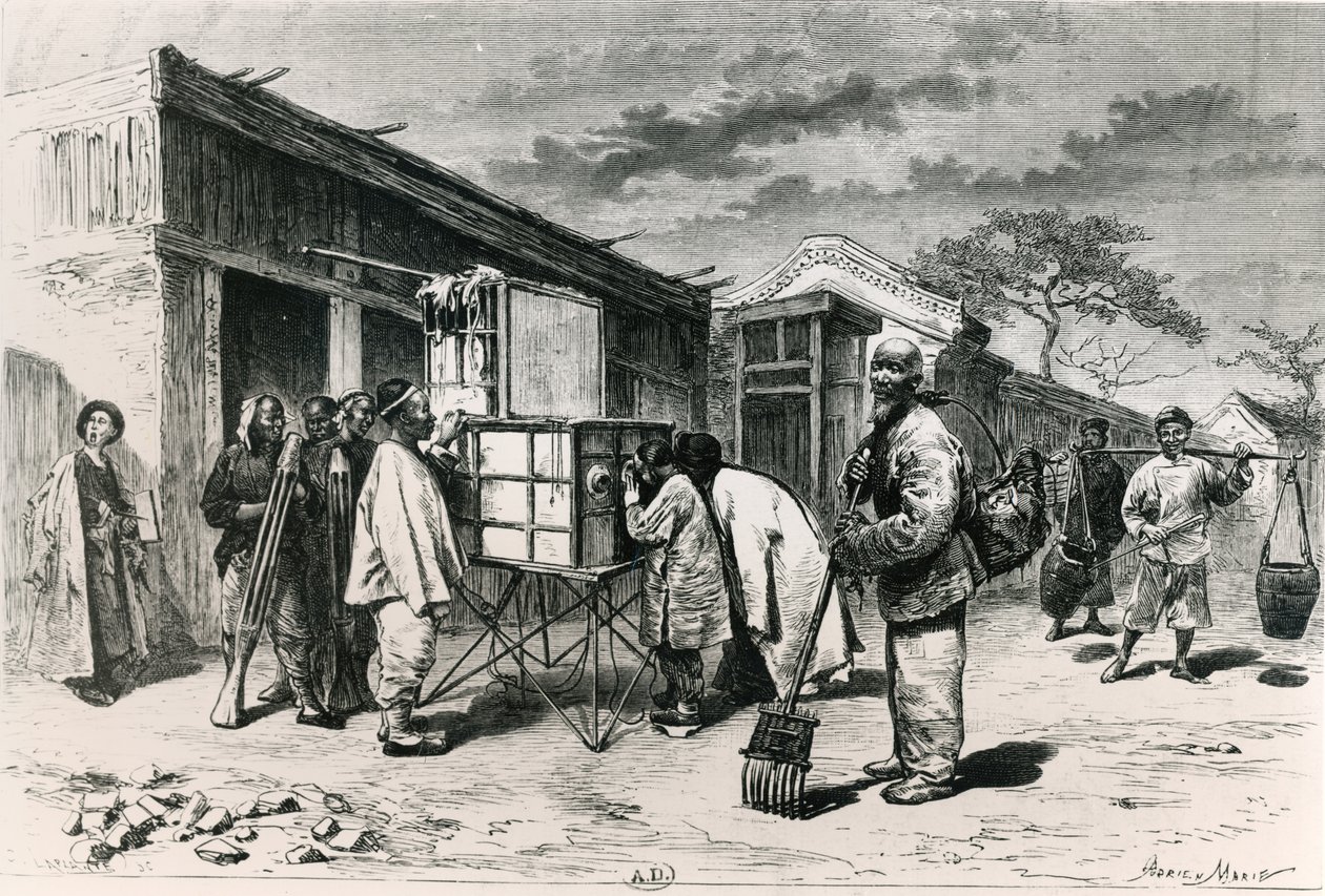 Diorama na silnici v Pekingu, 1873 od Adrien Emmanuel Marie