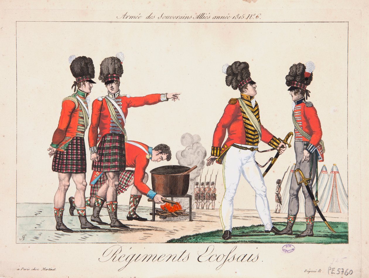 Skotské pluky, armáda spojeneckých panovníků, 1815 od Adrien Pierre Francois Godefroy