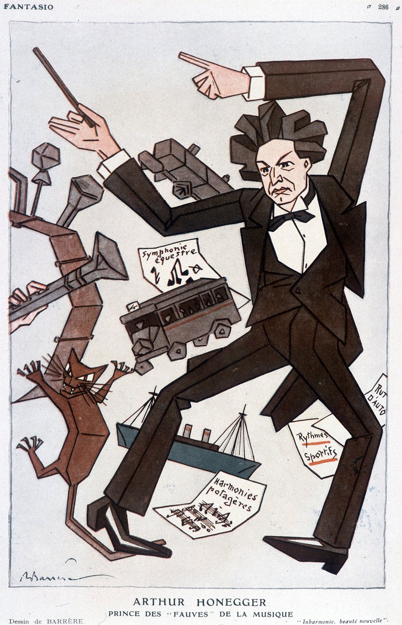 Kreslený film Arthura Honeggera „Princ of the Fauves of Music“, švýcarský skladatel (1892-1955) – od Barrère, ve „“Fantasio“““ z 1.1.1930 od Adrien Barrere