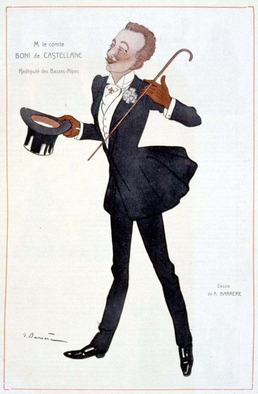 Kreslený film hraběte Boniho z Castellane - ilustrace Adriena Barrere (1877-1931) ve „“Fantasio““ od Adrien Barrere