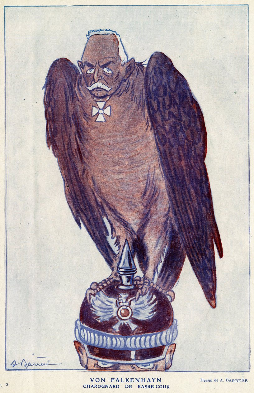 Kreslený film německého generála Ericha von Falkenhayna (1861-1922) (Charognard z Dolního dvora) ve „“Fantasio”” 1916 - Ilustrace Adrien Barrere (1877-1931) od Adrien Barrere