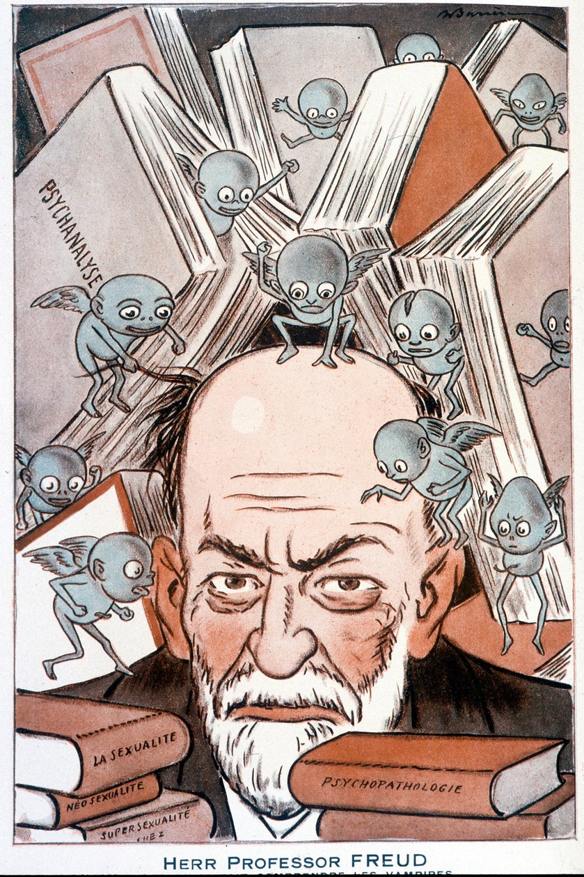 Kreslený film Sigmunda Freuda „Ten, který dává upírům rozumět“““ – Ilustrace Adriena Barrere (1877-1931) ve „“Fantasio“““ z 15.5.1931 od Adrien Barrere