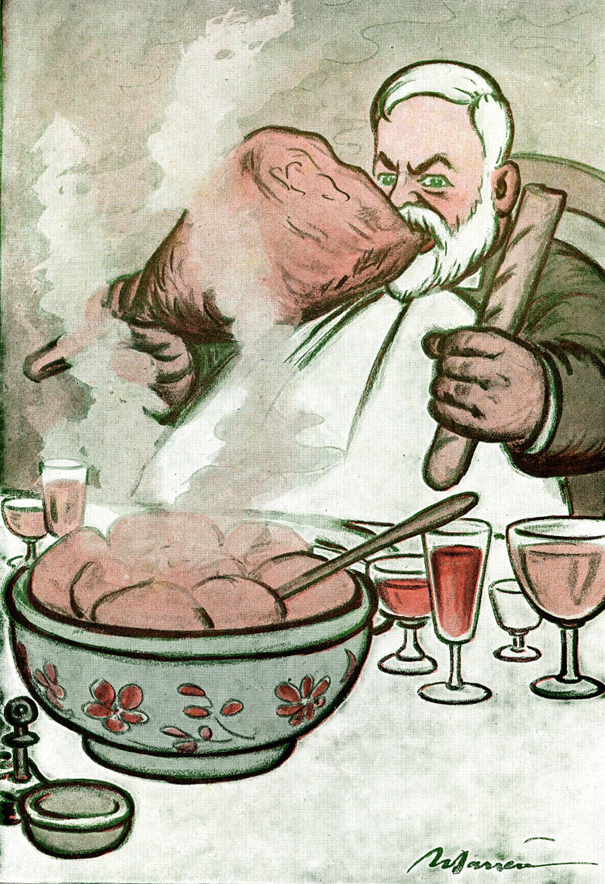 Kreslený film zobrazující Camille Cerf (1862-1936) belgický novinář a sekretář Georgese Clemenceau - Kresba Adriena Barrere (1877-1931) z Fantasio od Adrien Barrere