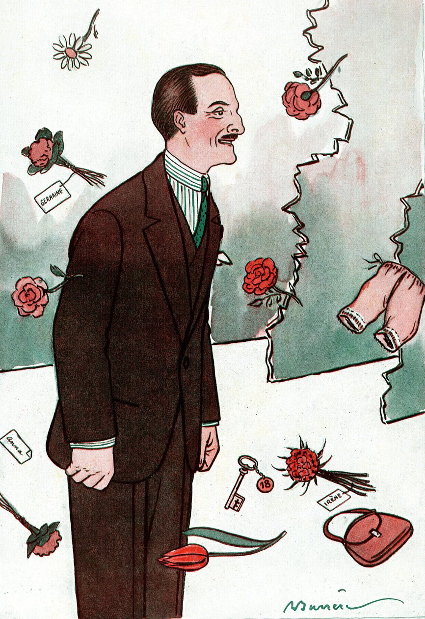 Kreslený film zobrazující francouzského komika Victora Bouchera (1877-1942) - Kresba Adriena Barrere (1877-1931) z Fantasio od Adrien Barrere