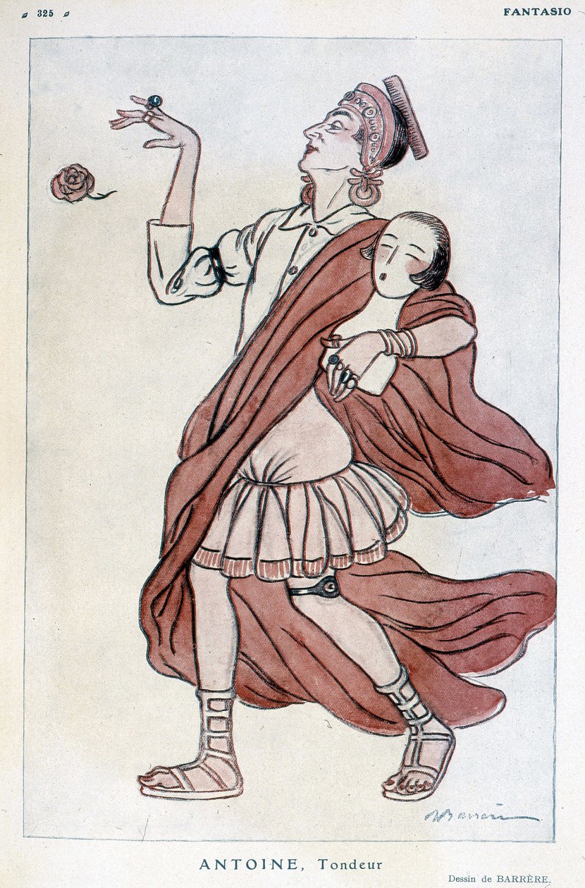 Komediální kresba Barrere o Andre Antoine (1858-1943), francouzském režisérovi, teoretikovém herci a divadelním režisérovi - ve „Fantasiu““ z 15. 1. 1927. od Adrien Barrere