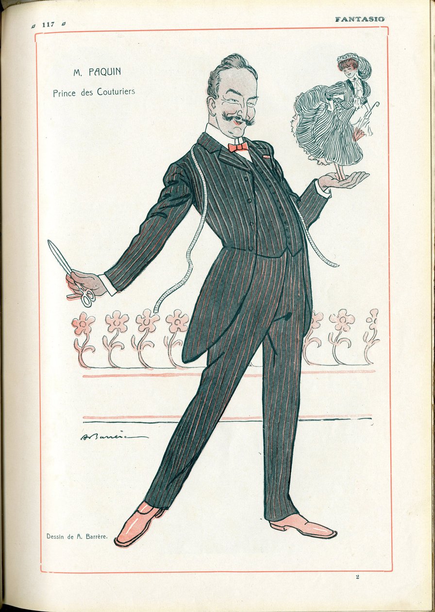 Fantasio, : Metiers, Fashion - Tailor Couturier, Paquin, 15.06.1907 (rytina) od Adrien Barrere