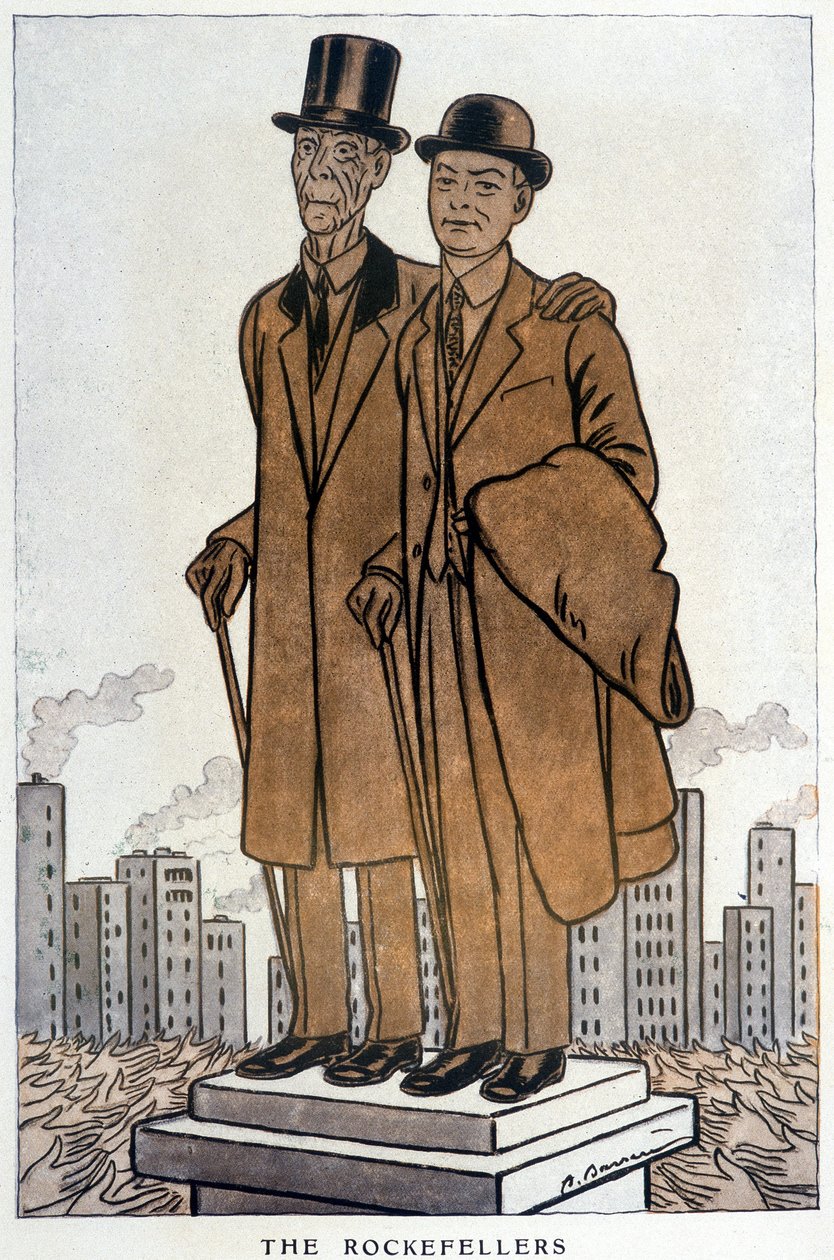 Les Rockefellers, starší a mladší, americký cresus - Ilustrace Adrien Barrere (1877-1931) ve „“Fantasio““ z 1.3.1930 od Adrien Barrere