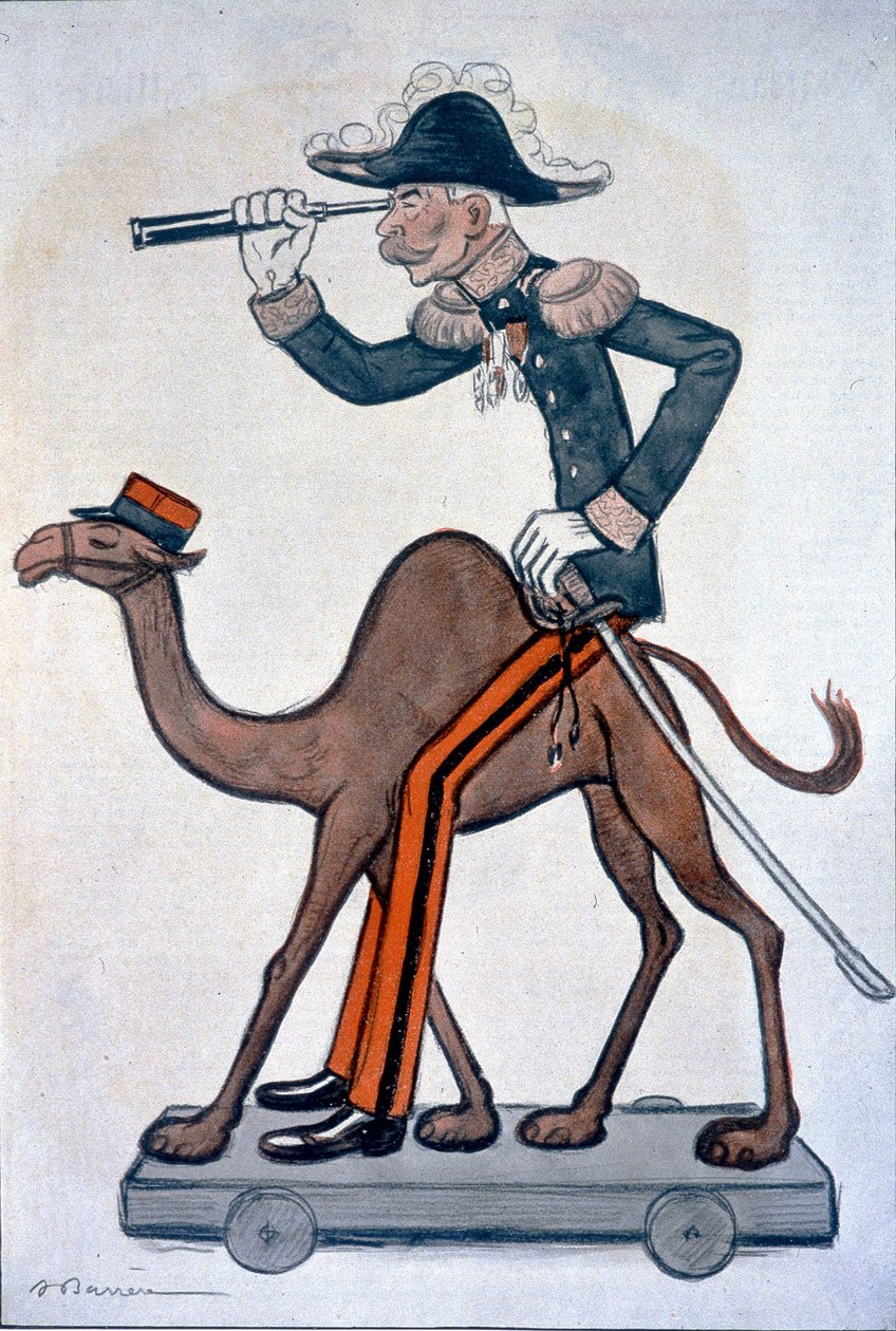 Moulaï - Hubert (Louis-Hubert-Gonzalve) Lyautey (1854-1934), karikatura Lyautey v Maroku - od Barrère, ve „“Fantasio“““ z 15.6.1912 od Adrien Barrere