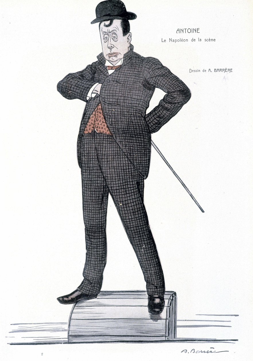 Portrét Andrého Antoina (1858-1943), francouzského režiséra, herce, teoretika a divadelního režiséra - Kresba A. Barrere - ve „”Fantasio”””, 1.6.1907. od Adrien Barrere