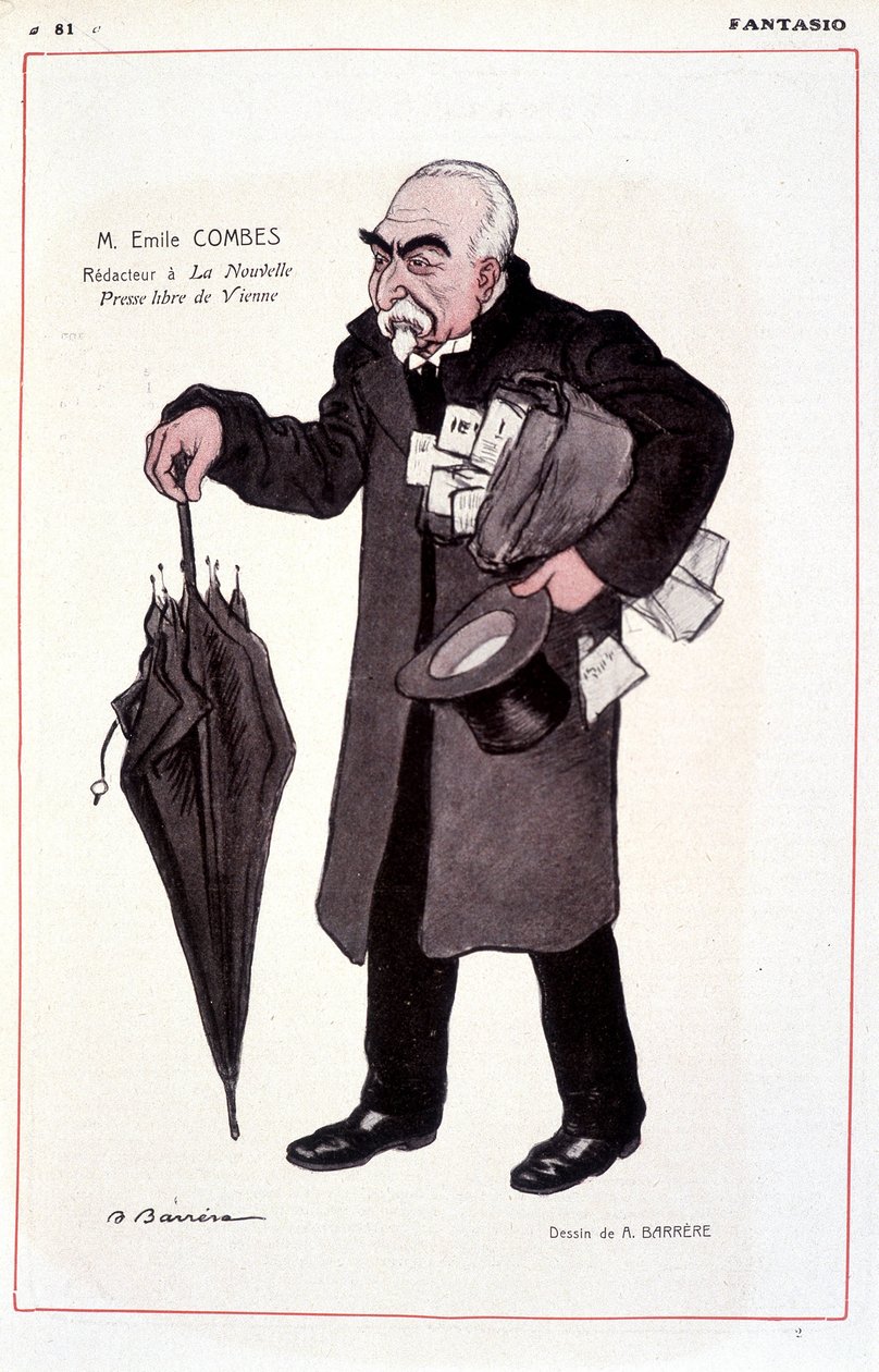 Portrét Emile Combes, francouzský politik (1835-1921), reaktor v La Nouvelle Presse libre de Vienne - ilustrace Adrien Barrere (1877-1931) In Fantasio 01/03/1907 od Adrien Barrere