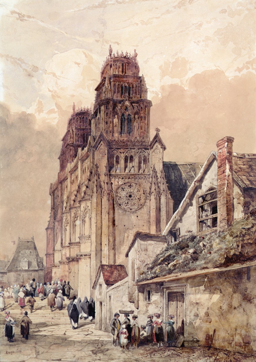 Katedrála Orleans, 1832 (wc na papíře) od Adrien Dauzats