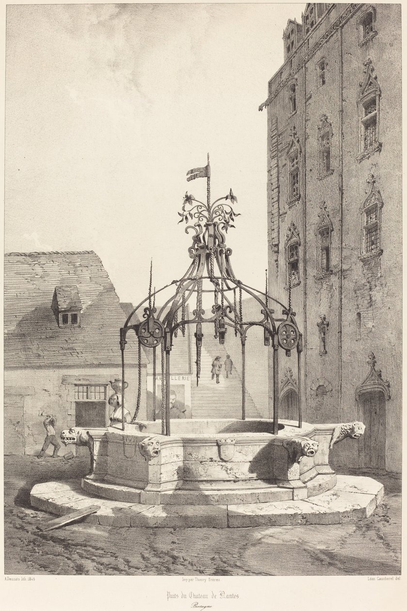 Studna zámku de Nantes, Bretaň od Adrien Dauzats after Léon Gaucherel