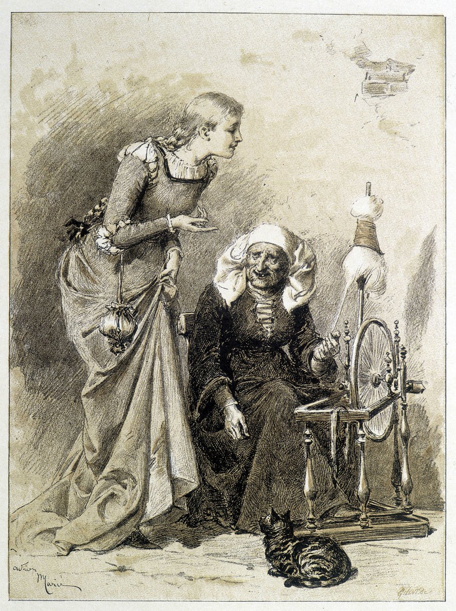 Šípková Růženka – v „Les Contes de Fées““ od Charlese Perraulta, ilustrace Adrien Marie od Adrien Emmanuel Marie