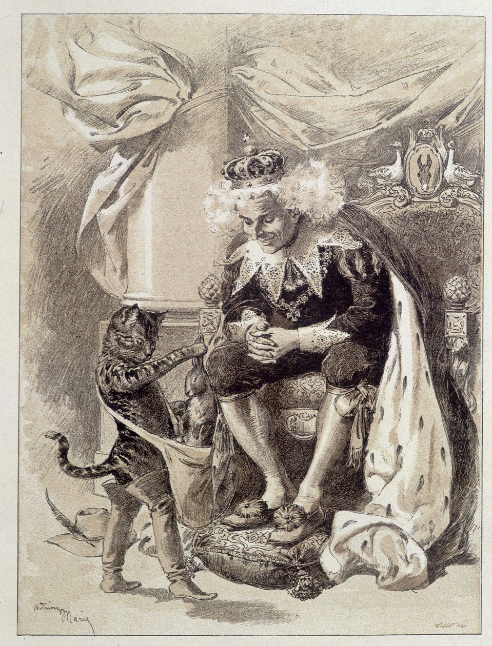 Kocour v botách – v „Les Contes de Fées““ od Charlese Perraulta, ilustrace Adrien Marie od Adrien Emmanuel Marie