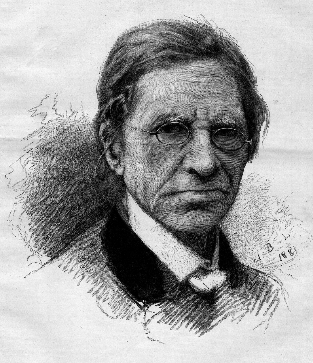 Portrét Emile Littre (1801-1881), francouzský filolog, lékař a politik. Gravírování Adriena Marie v „“The Illustrous World”” č. 1263 z 11. června od Adrien Emmanuel Marie