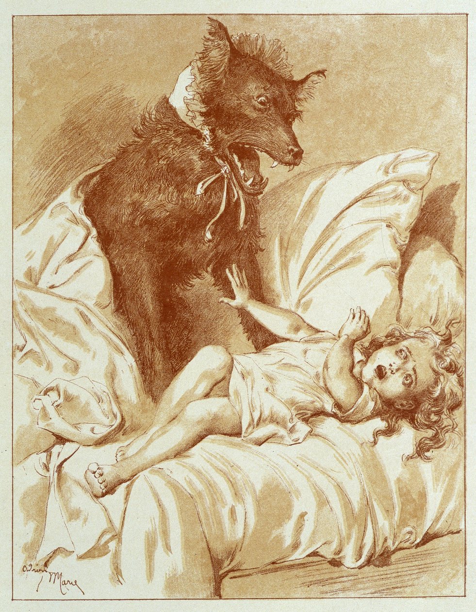 Červená karkulka - v „Pohádkách“ od Charlese Perraulta, ilustrace Adrien Marie od Adrien Emmanuel Marie