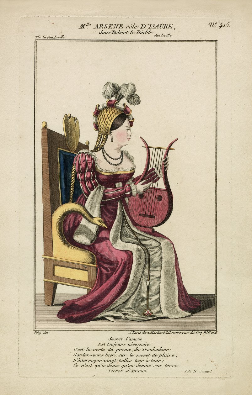 Slečna Arsene v roli Isaure, Paříž 1812 (tisk) od Adrien Joly