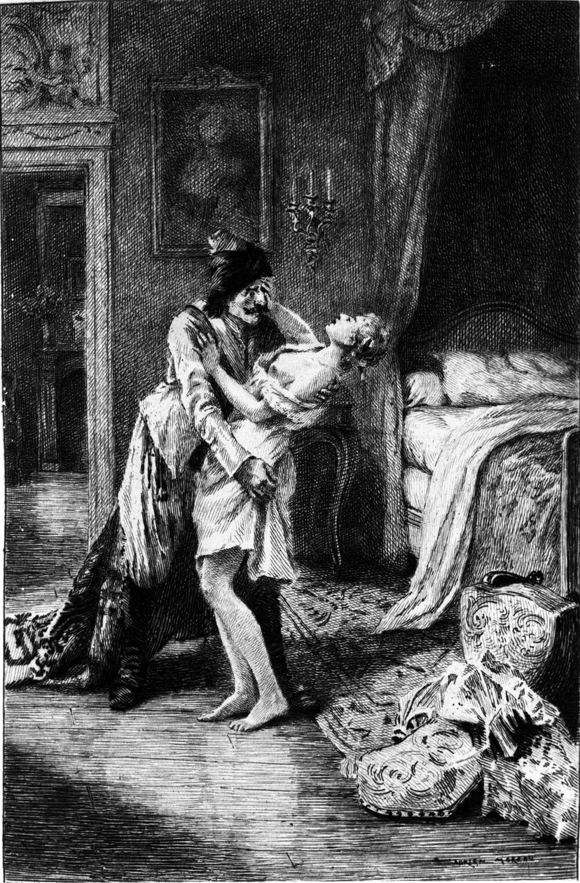 Rytina Adriena Moreaua (1843-1906) ilustrující „“Candide““ od Francoise Marie Arouet dit Voltaire (1694-1778). od Adrien Moreau