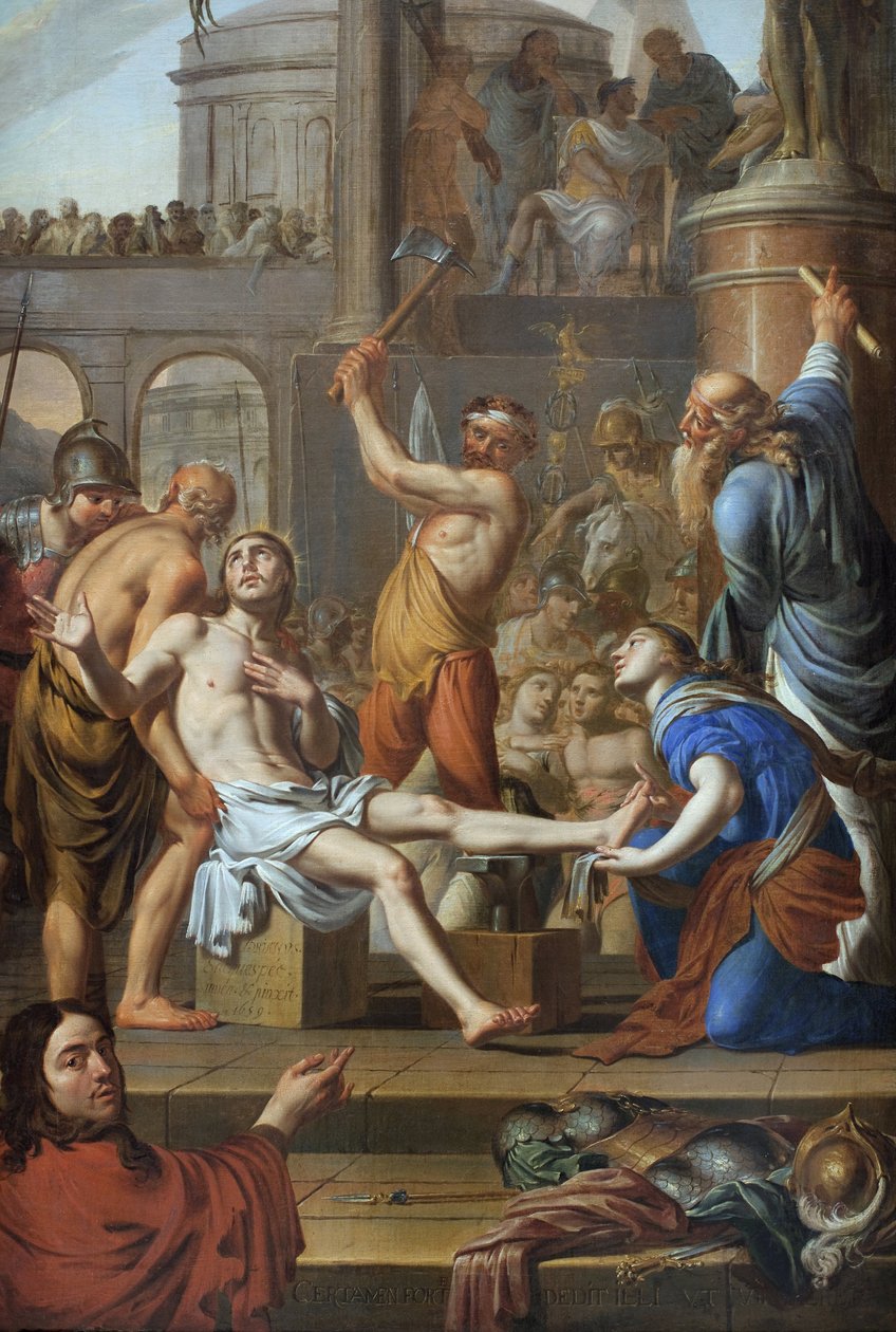 Umučení svatého Adriena (zemřel 306). Obraz Adriena Sacquespee (1629-1688), olej na plátně od Adrien Sacquespee