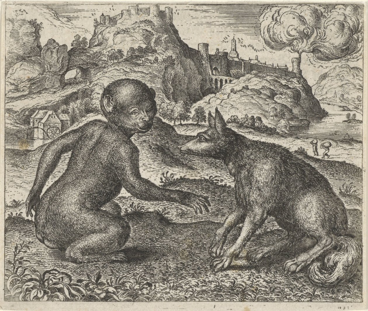 Pohádka o opici a lišce od Egidius  Sadeler (II)