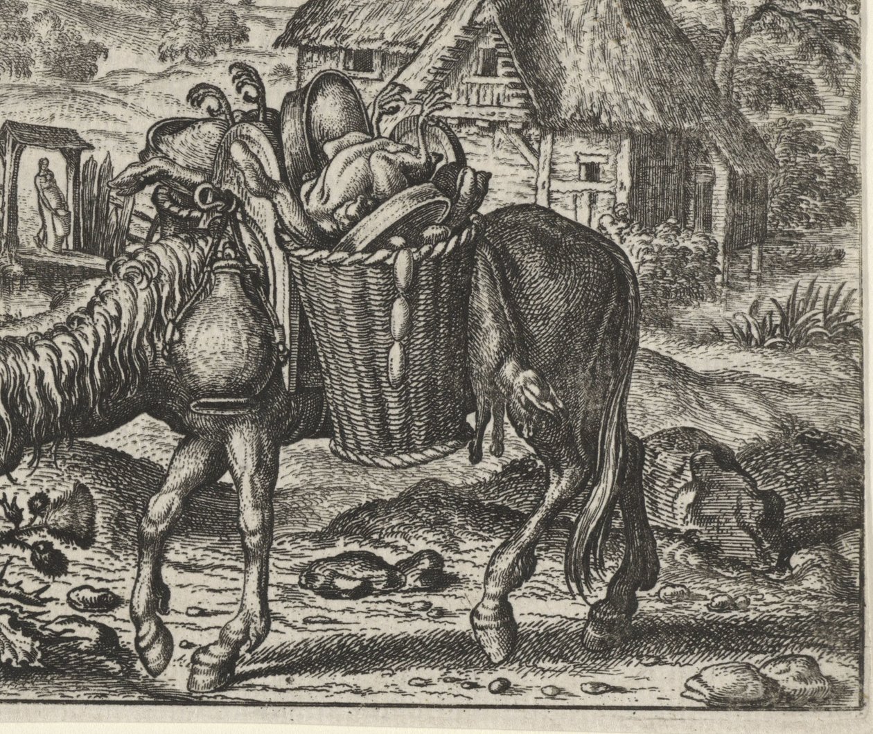 Bajka o oslíkovi naloženém lahůdkami od Egidius  Sadeler (II)