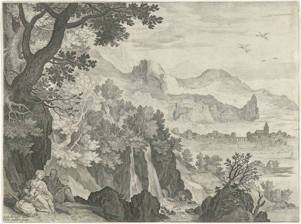 Krajina s klidem během letu do Egypta od Egidius  Sadeler (II)