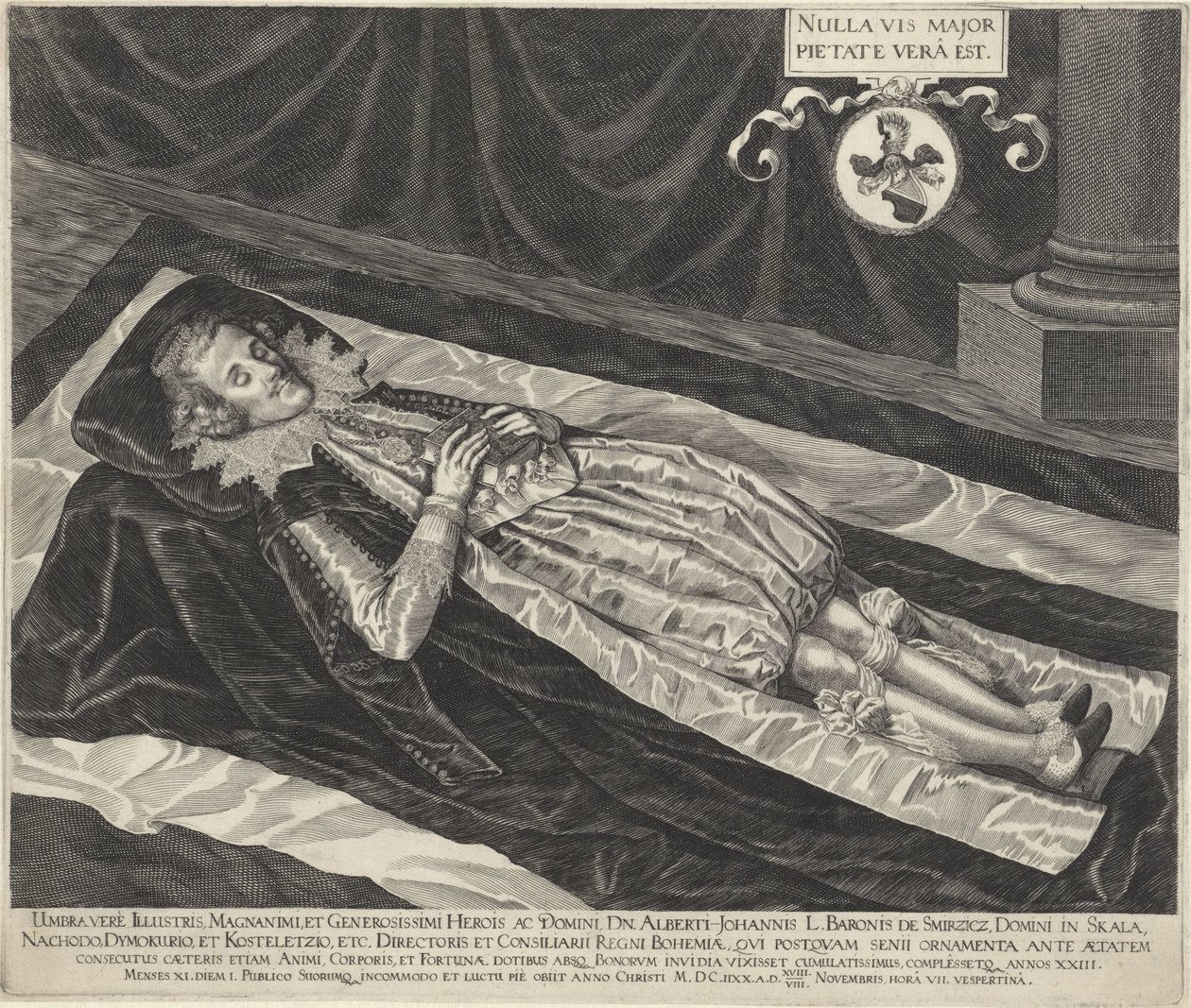 Portrét Albert-Johannes, baron van Smirzicz na smrtelné posteli od Egidius  Sadeler (II)