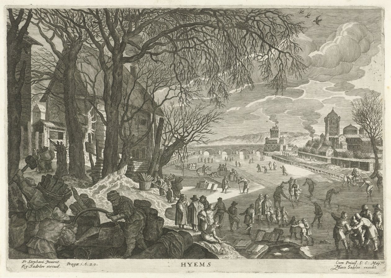 Zima Hymens (název na objektu) The Four Seasons (název série) od Egidius  Sadeler (II)