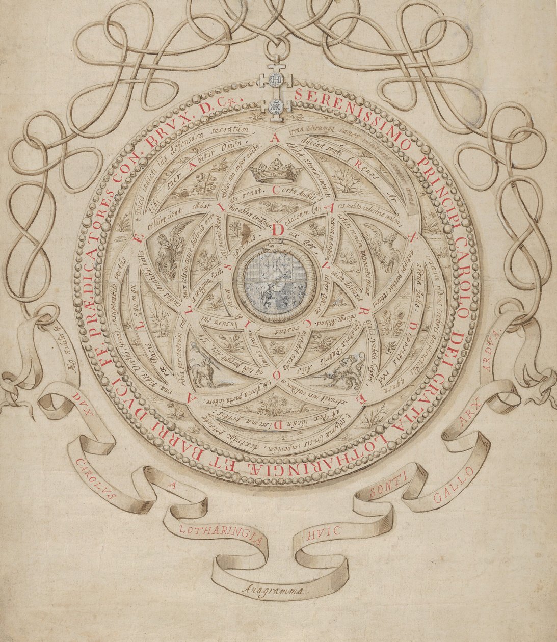 Anagram na počest Karla III., vévody z Lotrinska a Baru, ca. 1595-1605. od Aegidius Sadeler II