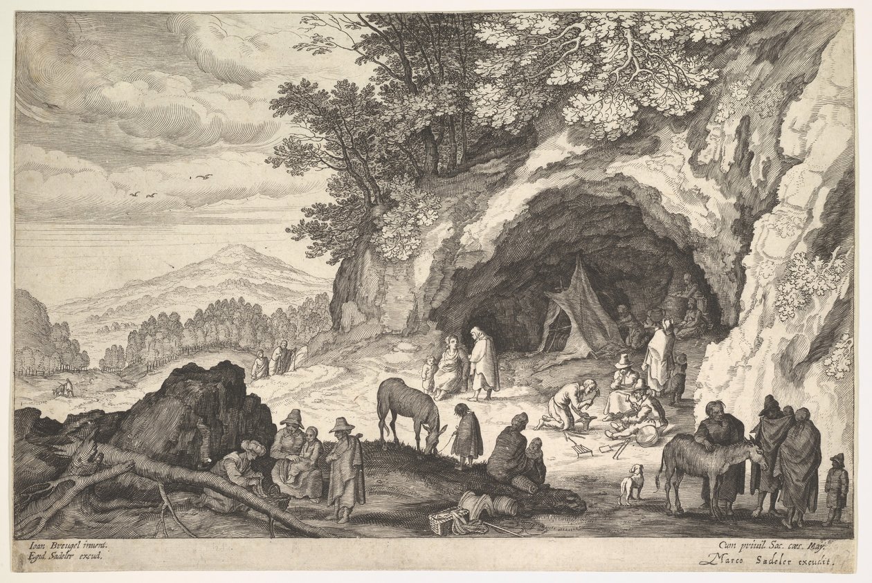 Horská krajina se skupinou Cikánů, 1586-1629. od Aegidius Sadeler II