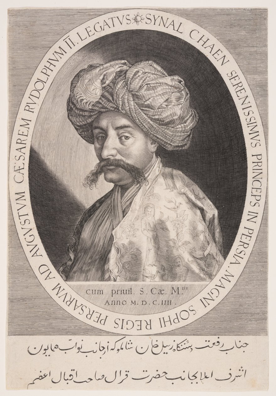 Synal Chaen (Zeynal Khan Shamlu), perský velvyslanec v Praze od Aegidius Sadeler II