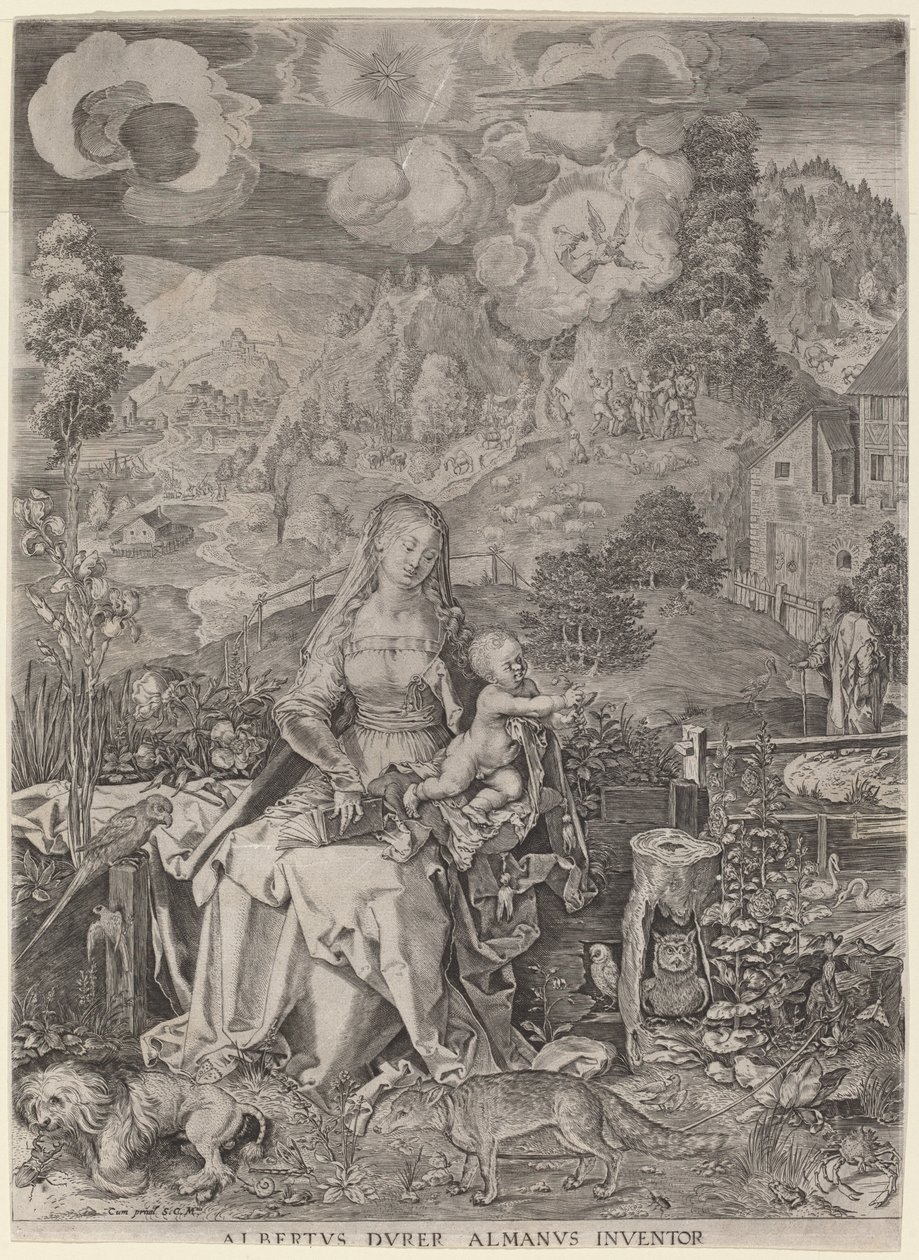 Panna a dítě v krajině od Aegidius Sadeler II after Albrecht Dürer