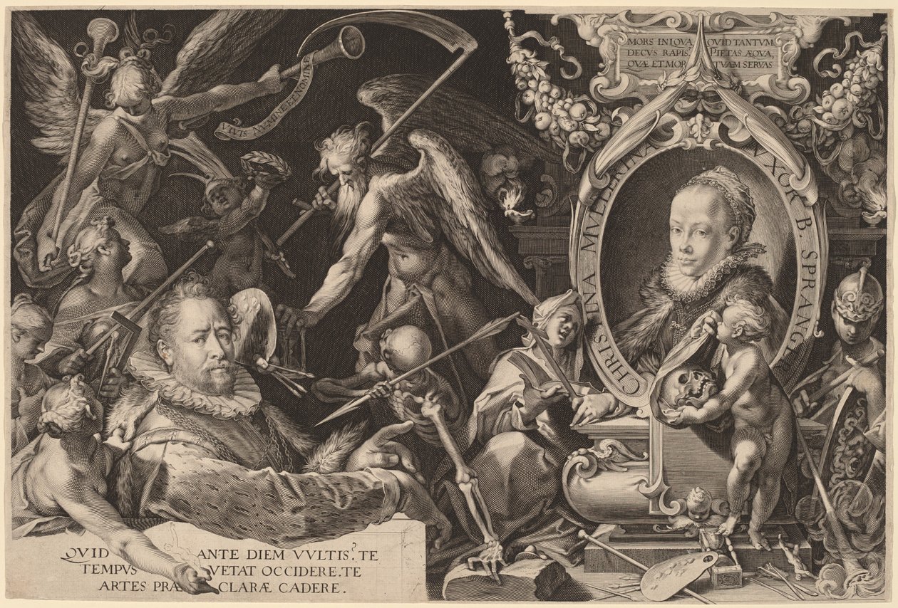 Bartholomaeus Spranger a jeho zesnulá manželka Christina Muller od Aegidius Sadeler II, after Bartholomaeus Spranger