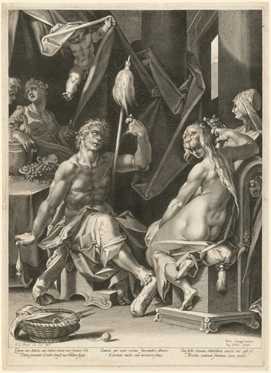Herkules a Omphale od Aegidius Sadeler II, after Bartholomaeus Spranger