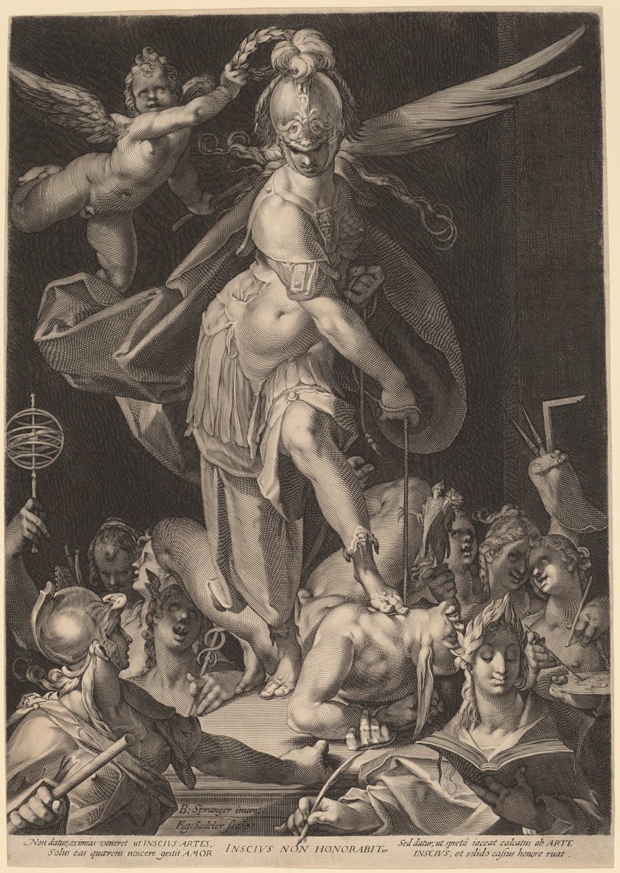 Moudrost dobývající nevědomost od Aegidius Sadeler II, after Bartholomaeus Spranger