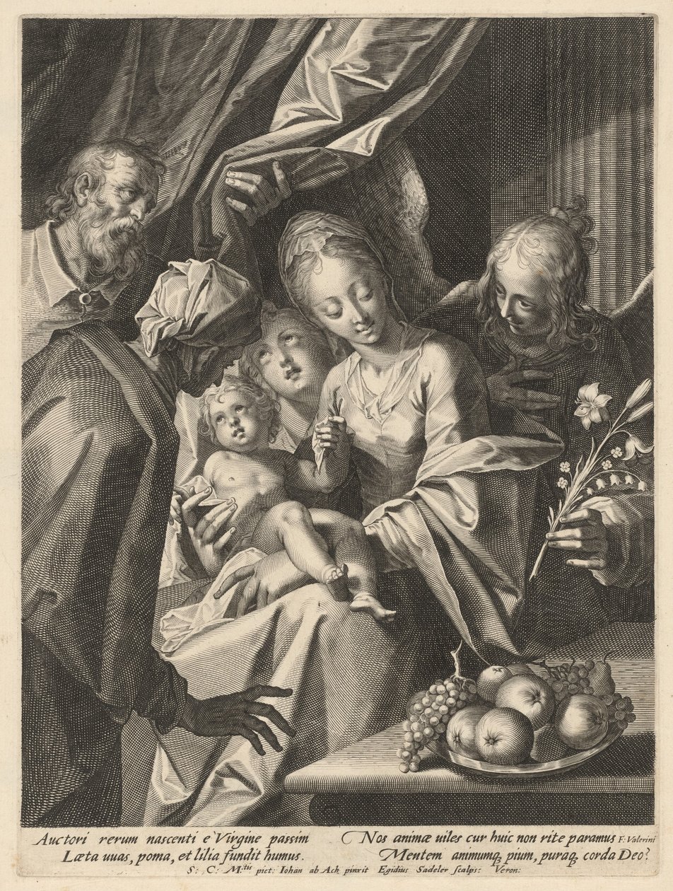 Svatá rodina se svatou Annou a dvěma anděly od Aegidius Sadeler II, after Hans von Aachen