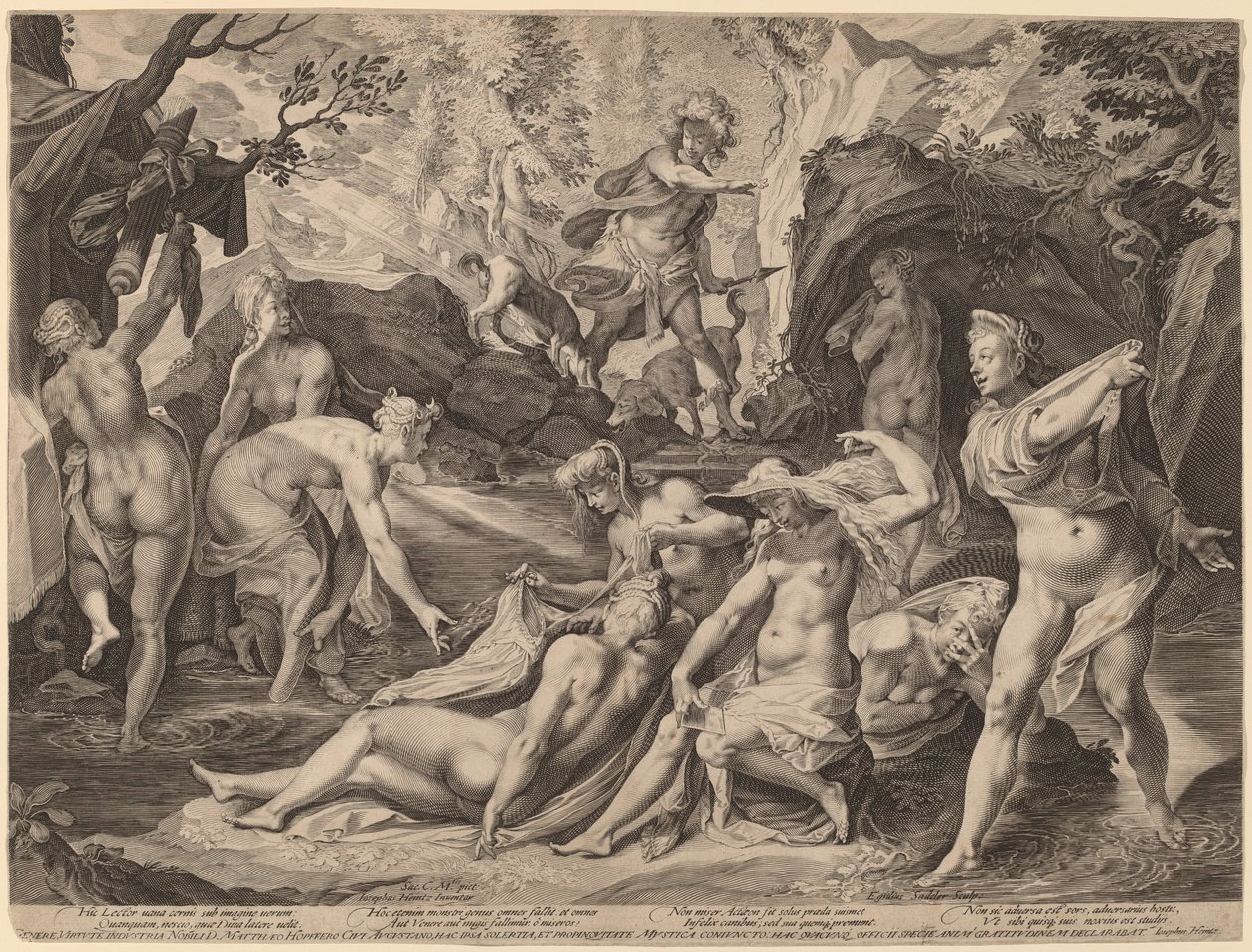 Diana překvapená Actaeonem od Aegidius Sadeler II after Joseph Heintz the Elder