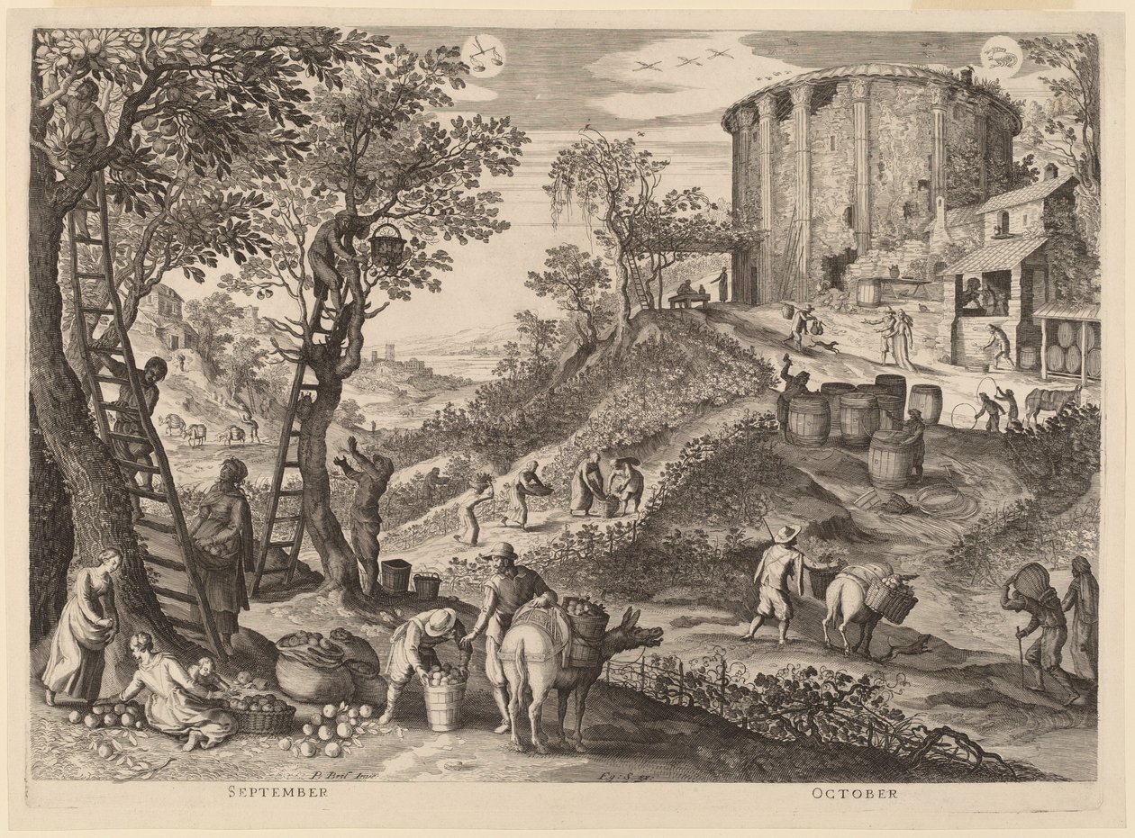 září a říjen od Aegidius Sadeler II after Paul Bril