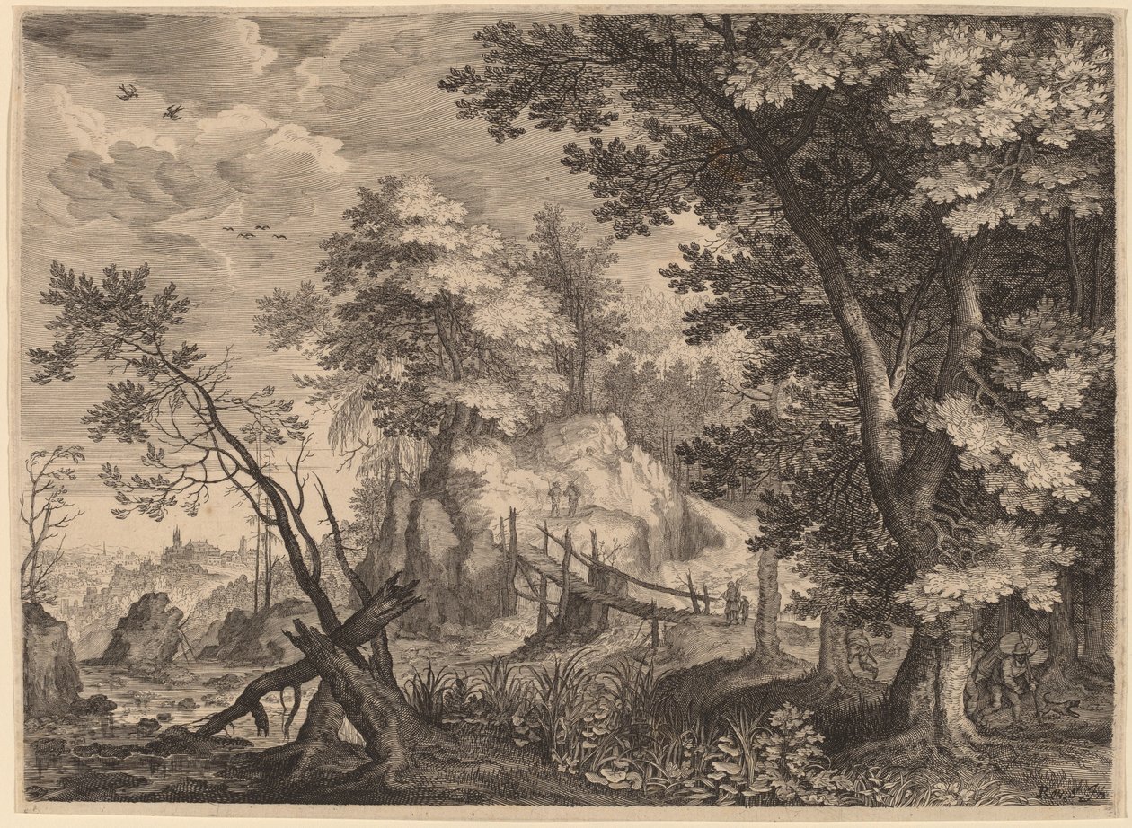 Lesní scéna od Aegidius Sadeler II after Roelandt Savery