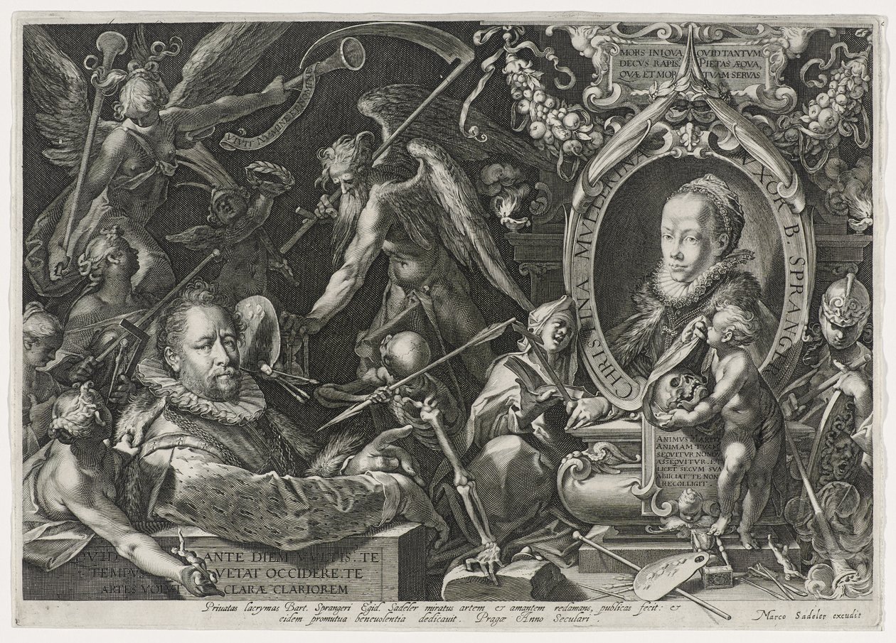 Bartholomaeus Spranger a jeho žena, Christina Muller, 1600 (rytina na položený papír) od Aegidius Sadeler or Saedeler