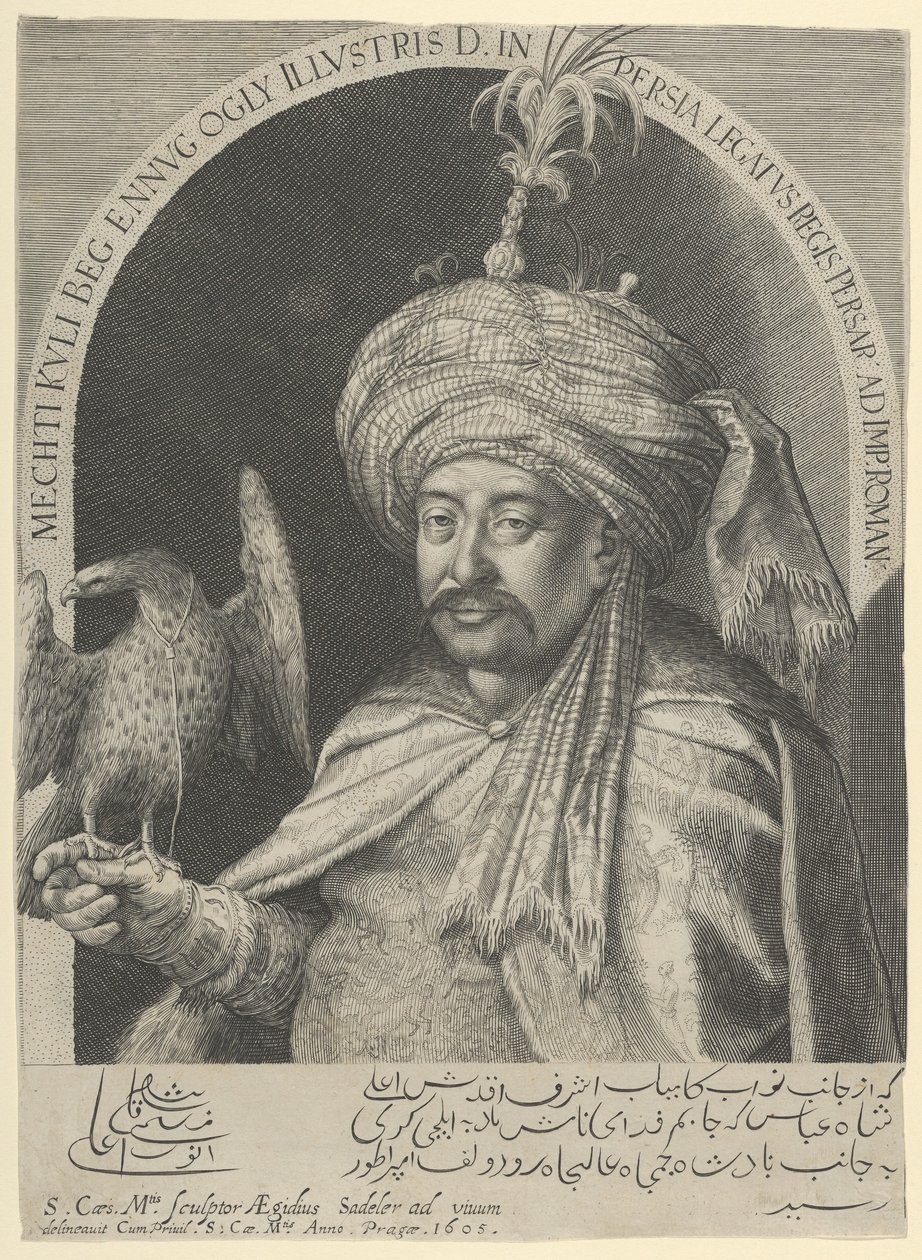 Mechti Kuli Beg, perský velvyslanec v Praze, 1605 od Aegidius Sadeler or Saedeler