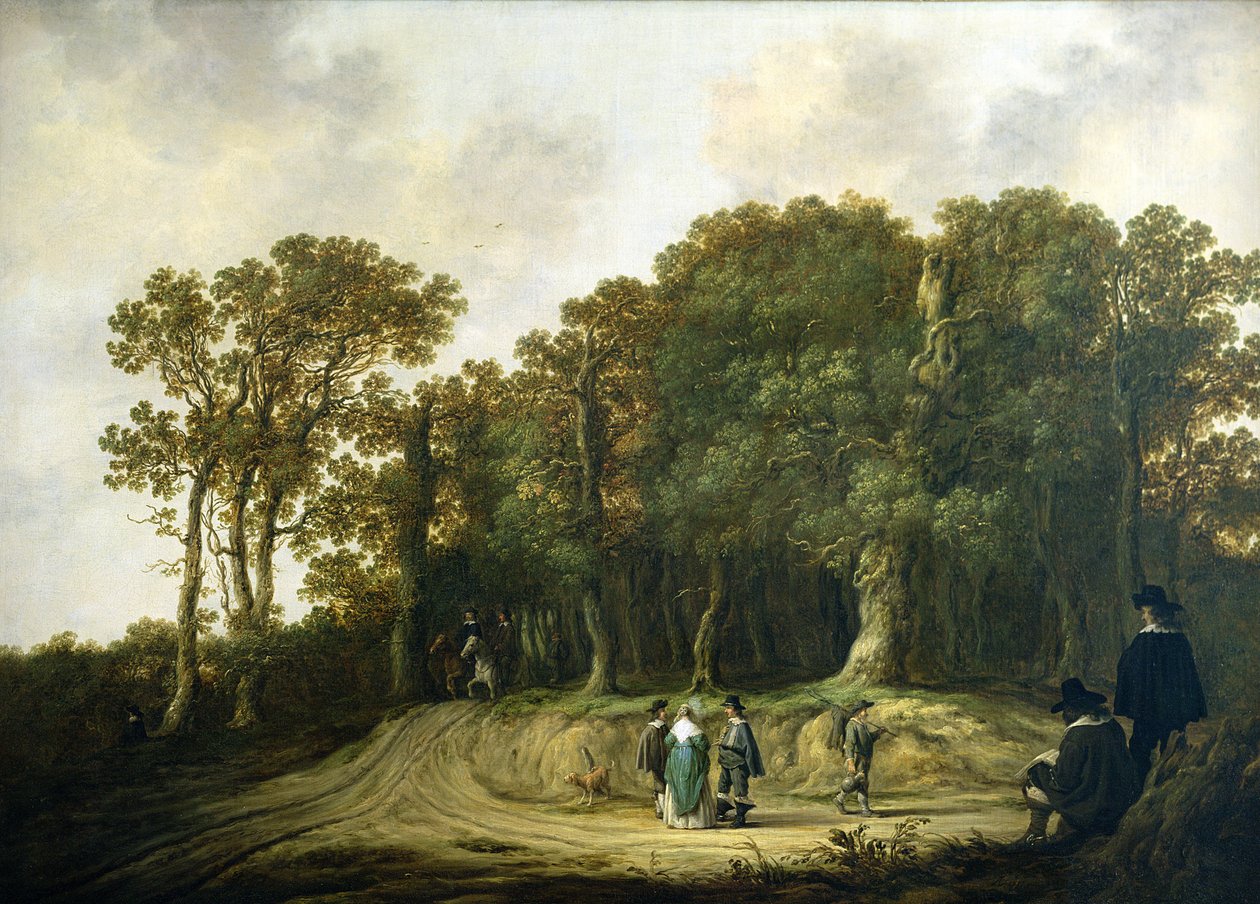 Zalesněná krajina s umělcem skicováním od Aelbert Cuyp