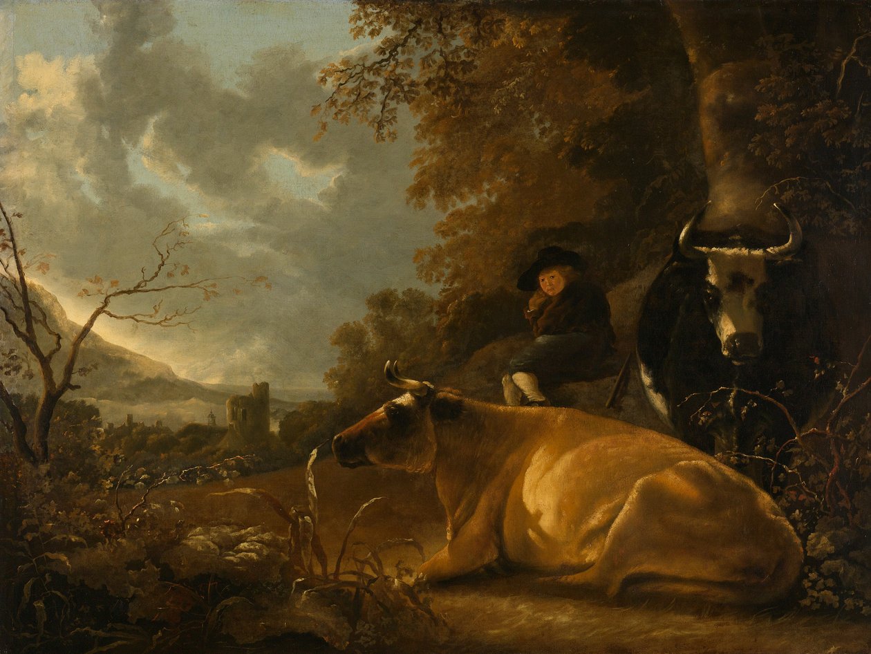 Krajina s krávami a ovčákem od Aelbert Cuyp