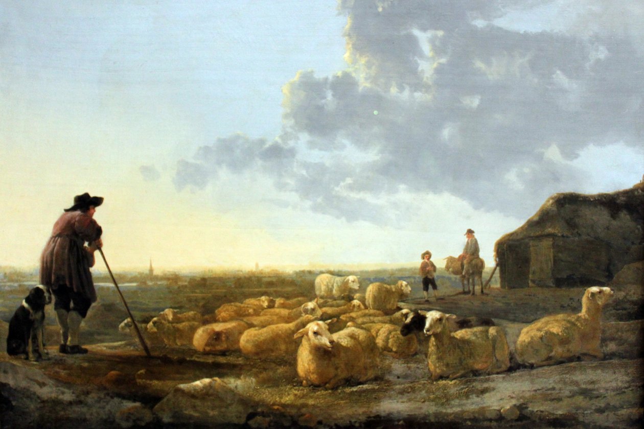 Německy: Schafherde auf der Weide Stádo ovcí na pastvě od Aelbert Cuyp