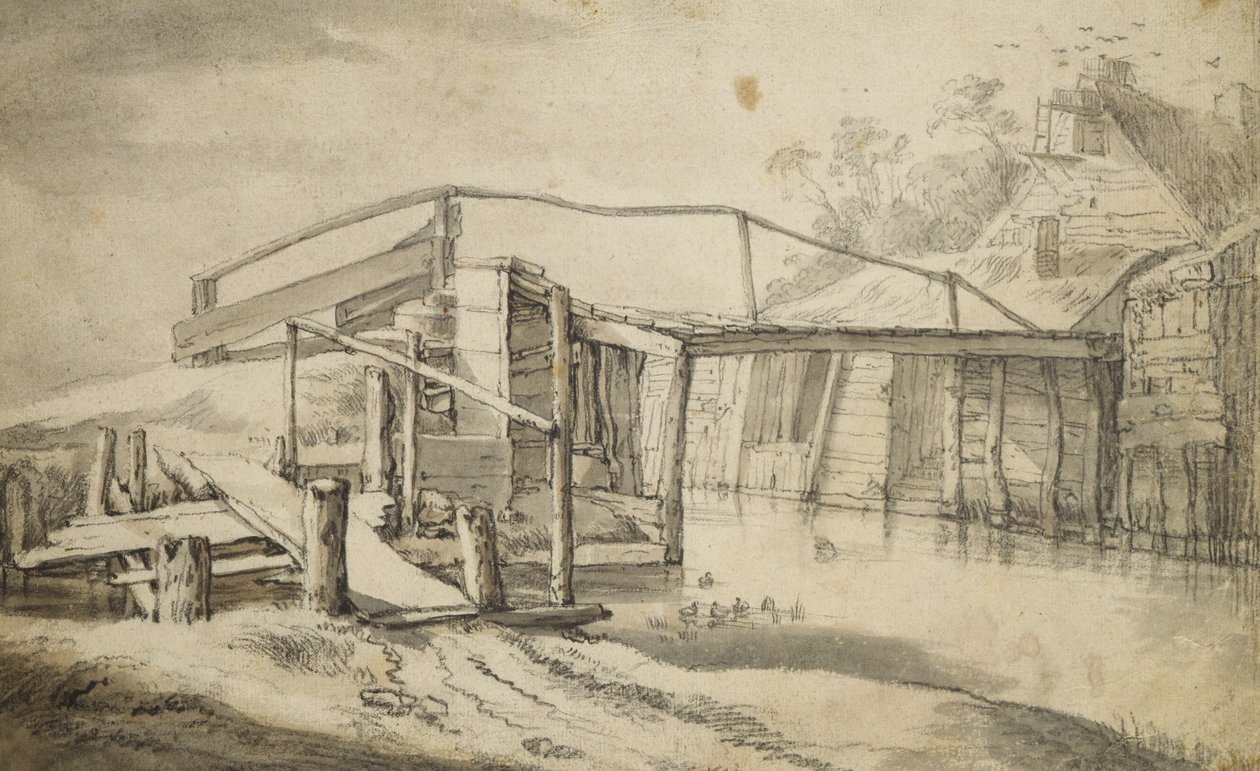 V Poldru, 1644 (tužka, křída a štětec na papíře) od Aelbert Cuyp