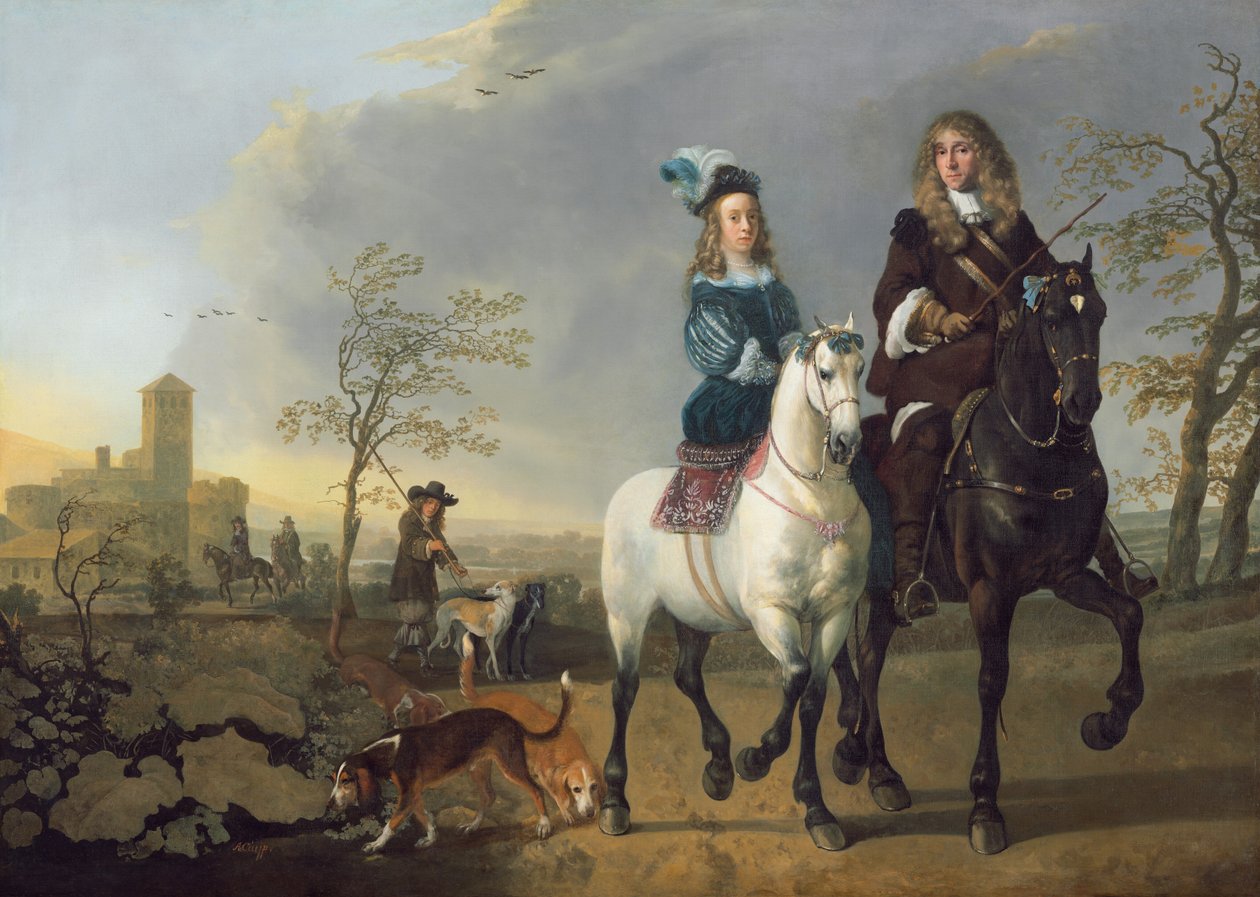 Lady and Gentleman on Horseback, c. 1655, přepracováno 16601665. od Aelbert Cuyp