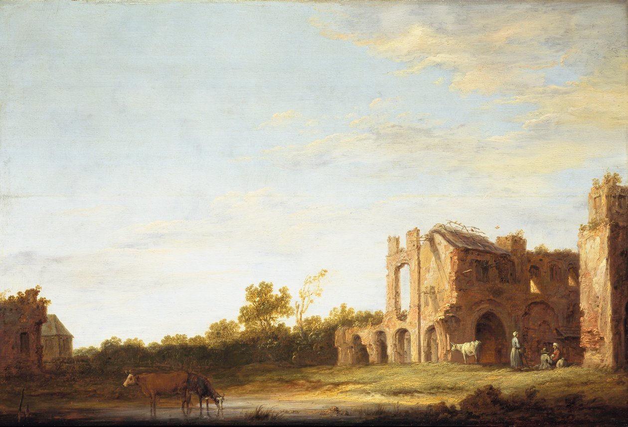 Krajina s ruinami kláštera Rijnsburg nedaleko Leidenu od Aelbert Cuyp