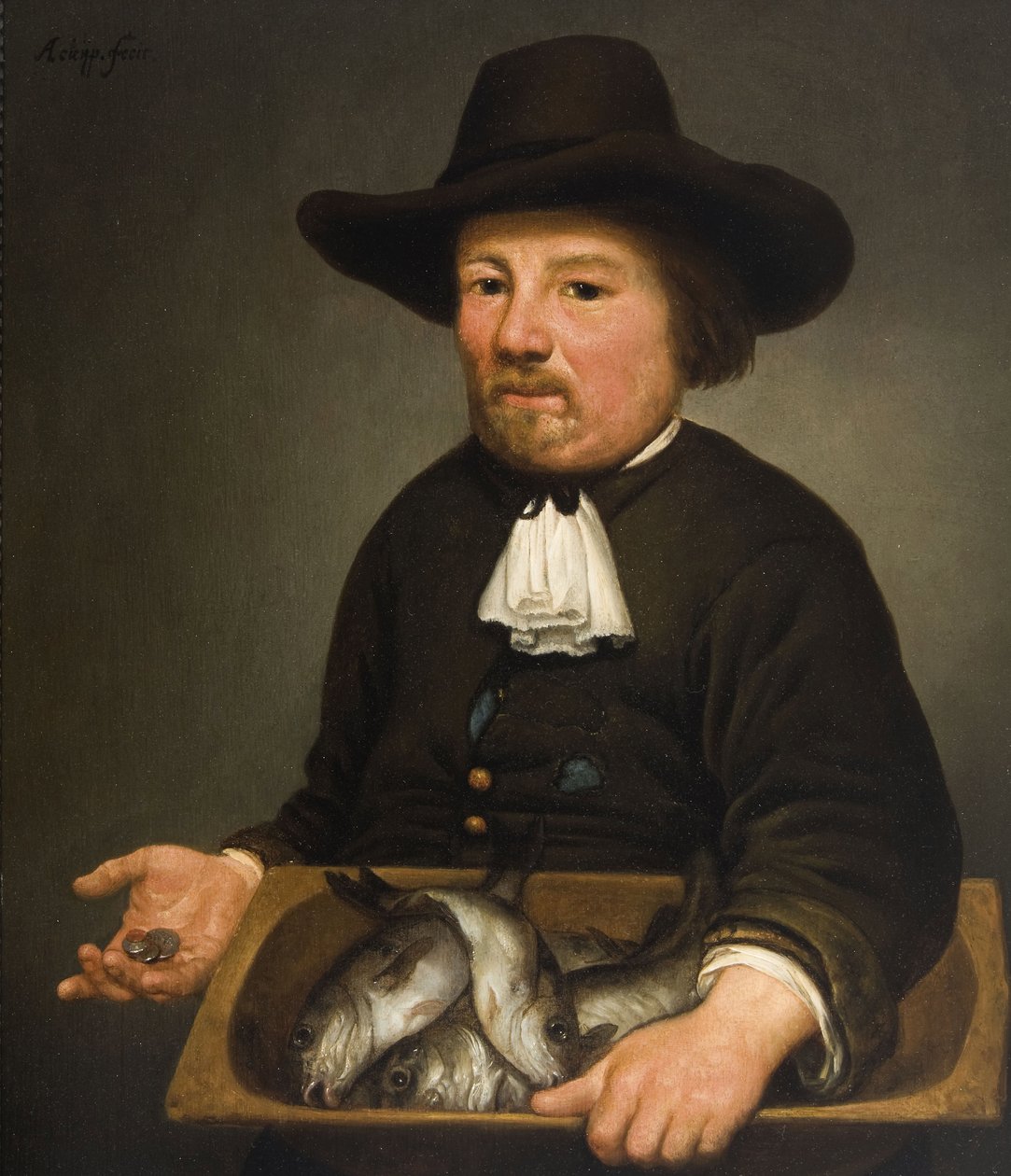 Muž s kbelíkem ryby - Cuyp, Aelbert (1620-1691) - Olej na dřevě - 40x34 - Muzeum Dordrechts od Aelbert Cuyp
