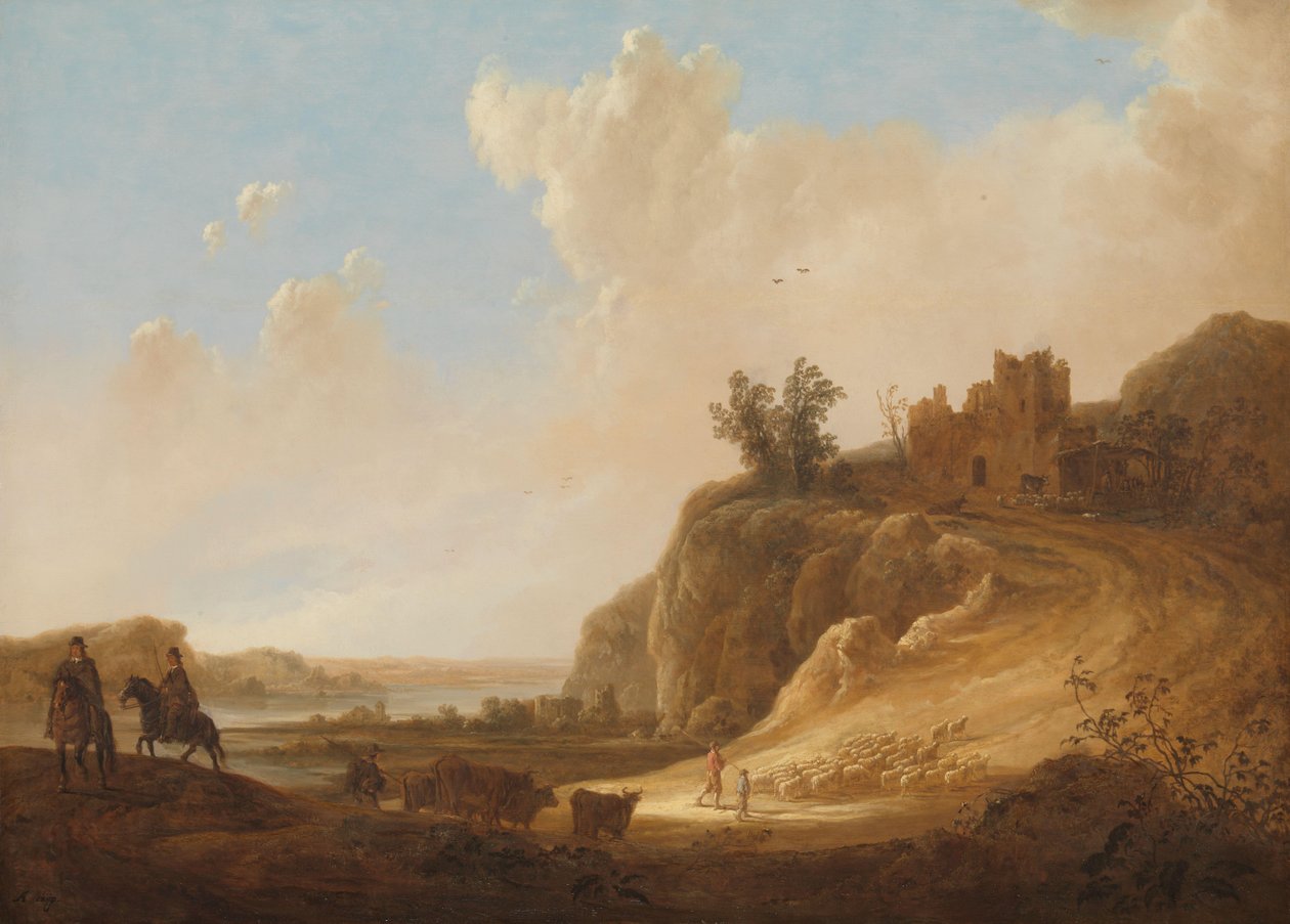Horská krajina se zříceninou hradu od Aelbert Cuyp