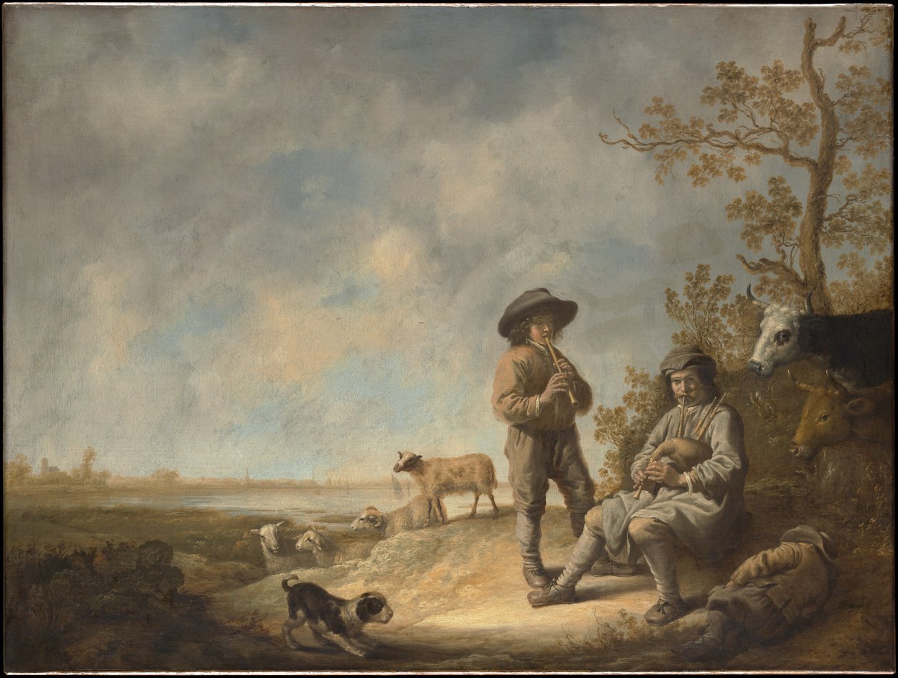 Pastýři hrající na flétnu od Aelbert Cuyp